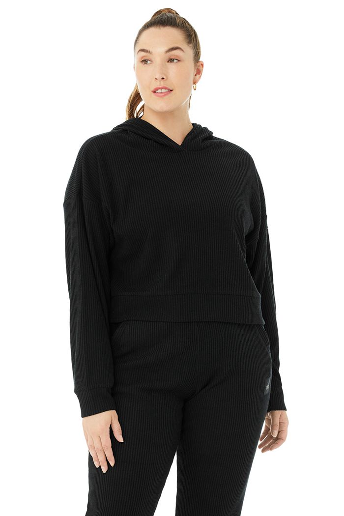 Alo Yoga Muse Women's Hoodie Black | UNVBFRD-03