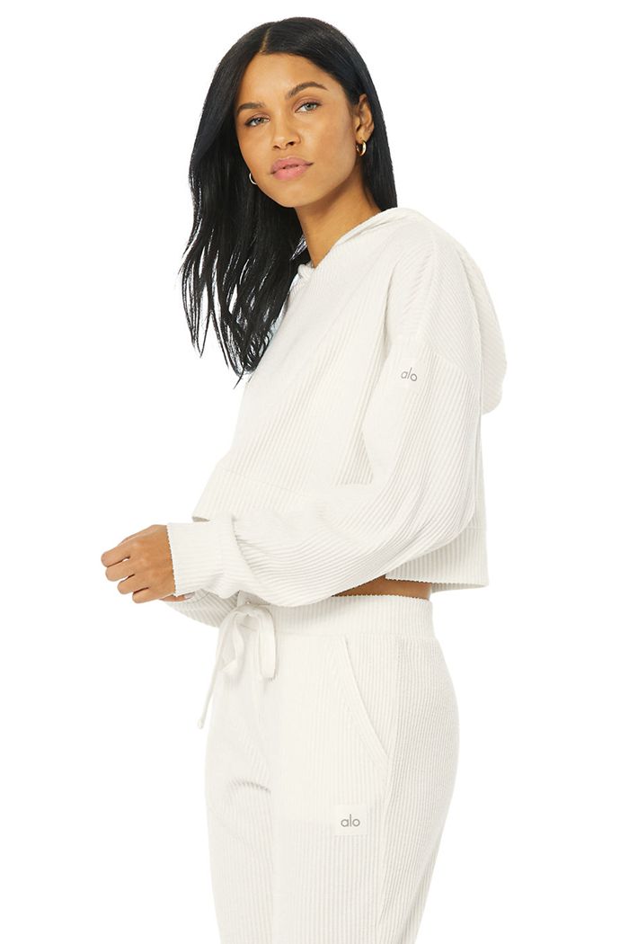 Alo Yoga Muse Women's Hoodie White | FYOGVUQ-49