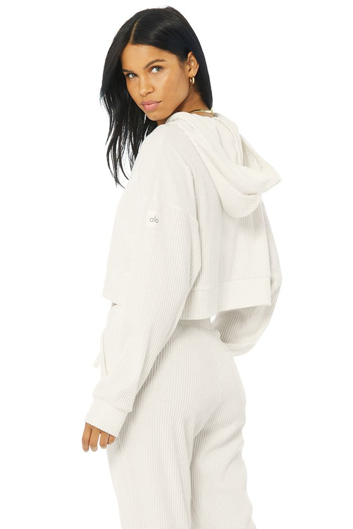 Alo Yoga Muse Women's Hoodie White | FYOGVUQ-49