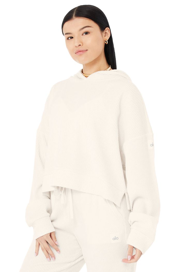 Alo Yoga Muse Women's Hoodie White | FYOGVUQ-49