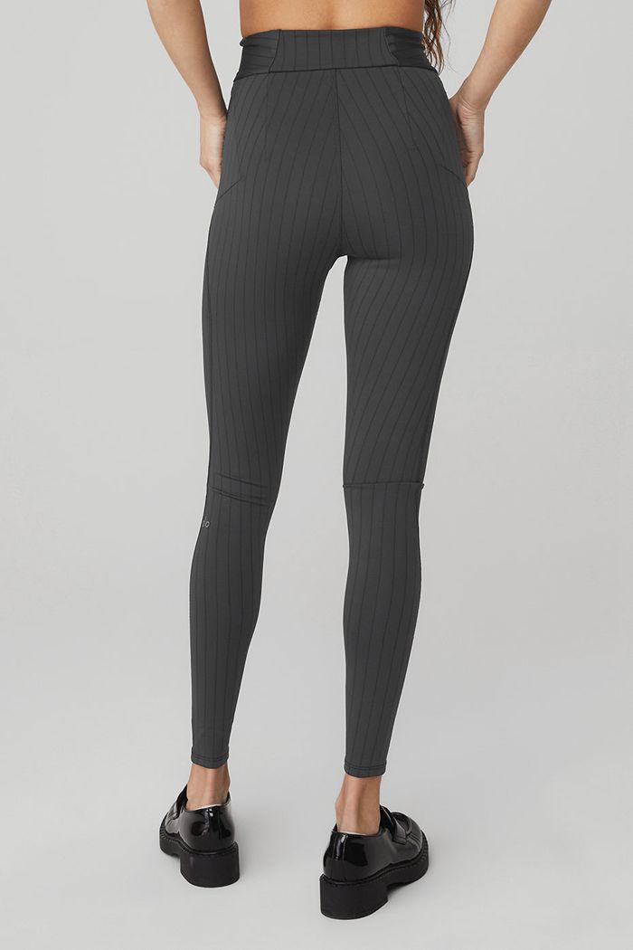 Alo Yoga Pinstripe Jacquard Extreme High-Waist Women's Leggings Dark Grey | WZHFPEY-06