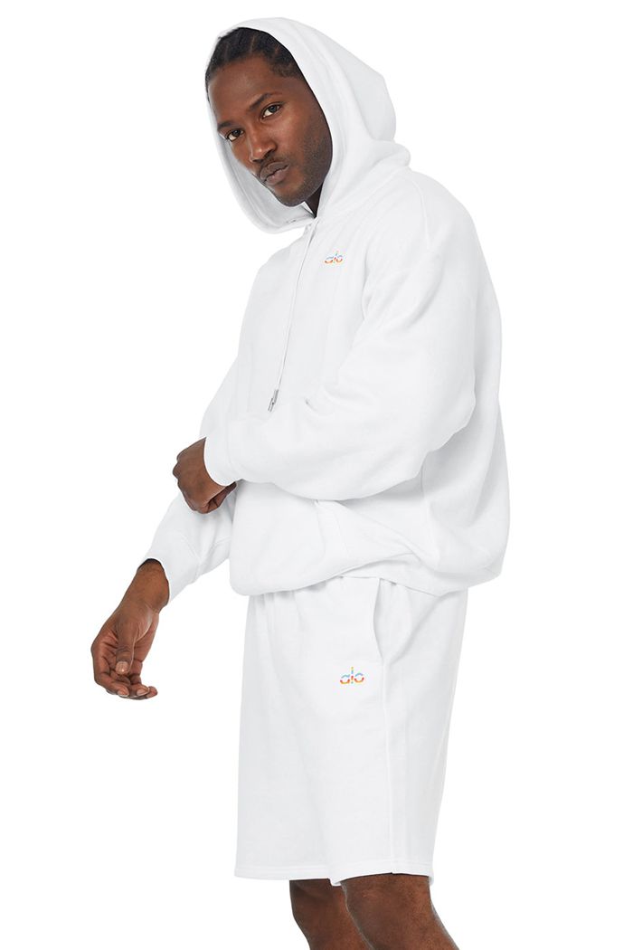 Alo Yoga Pride Accolade Men's Hoodie White | QKESNHB-27