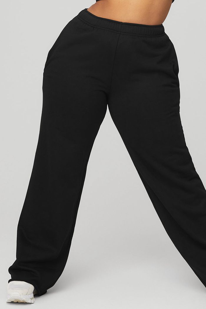 Alo Yoga Puddle Sweat Women's Pants Black | PZNFOQX-61