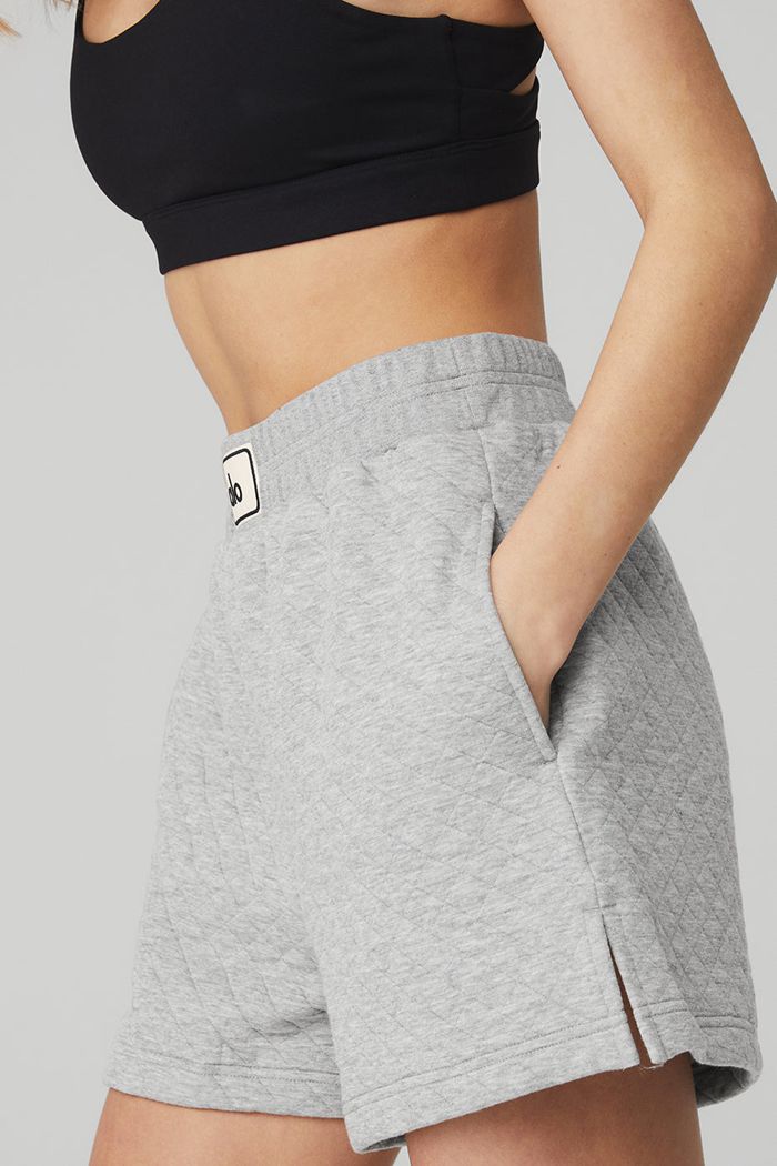 Alo Yoga Quilted Arena Boxing Women's Short Grey | FINXDAE-75