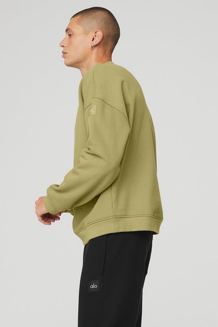 Alo Yoga Renown Crew Neck Men's Pullover Green | WAKEGCM-81