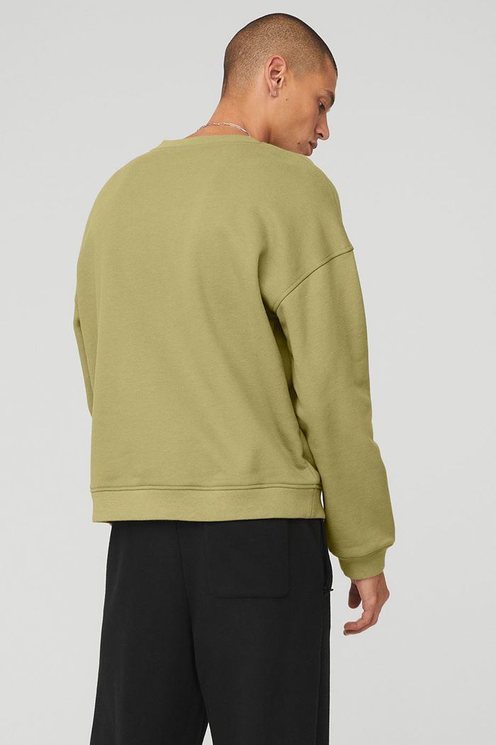 Alo Yoga Renown Crew Neck Men's Pullover Green | WAKEGCM-81