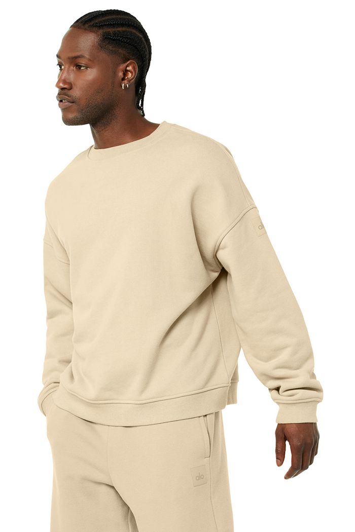 Alo Yoga Renown Crew Neck Men's Pullover Brown | WJMTHLI-17