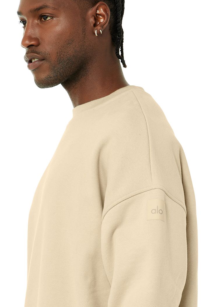 Alo Yoga Renown Crew Neck Men's Pullover Brown | WJMTHLI-17