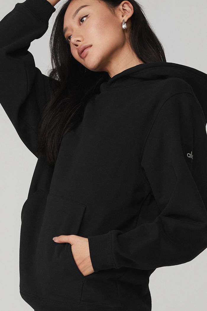 Alo Yoga Renown Women's Hoodie Black | CWDVBOE-49