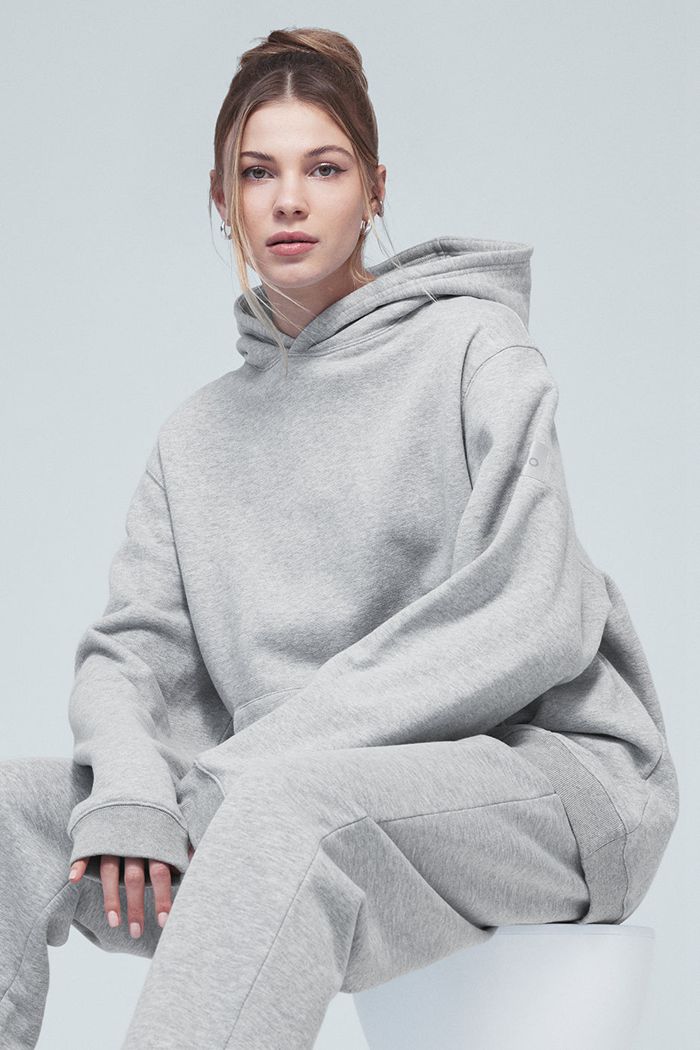 Alo Yoga Renown Women's Hoodie Grey | VBJZYEK-04