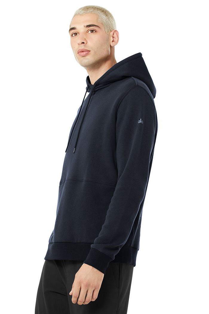 Alo Yoga Runyon Men's Hoodie Navy | BFMEYCI-74