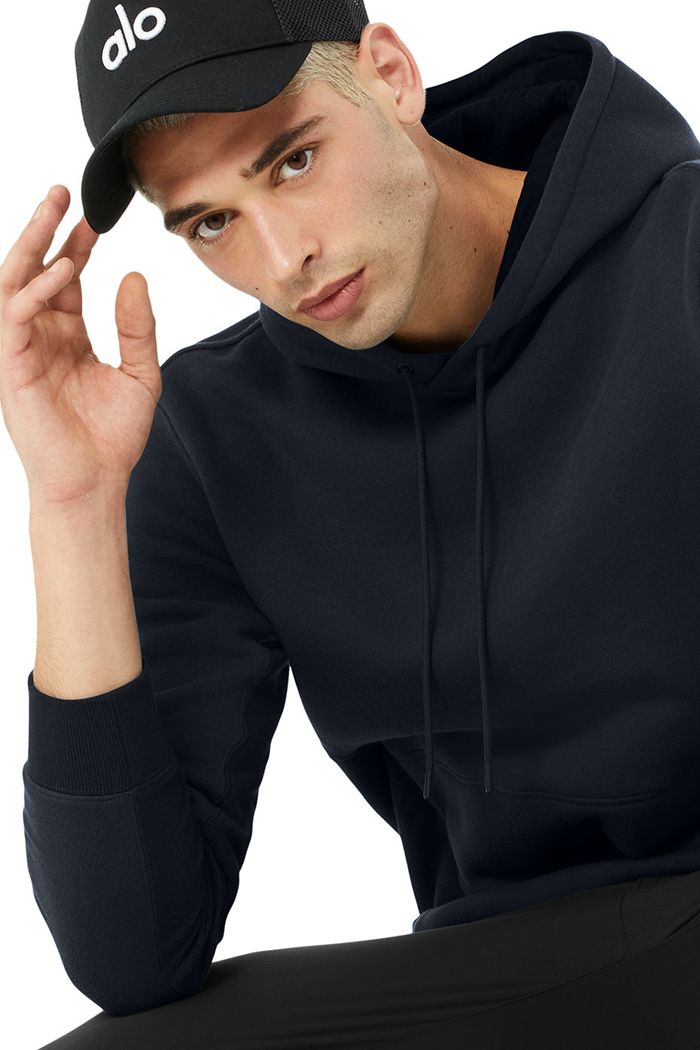 Alo Yoga Runyon Men's Hoodie Navy | BFMEYCI-74