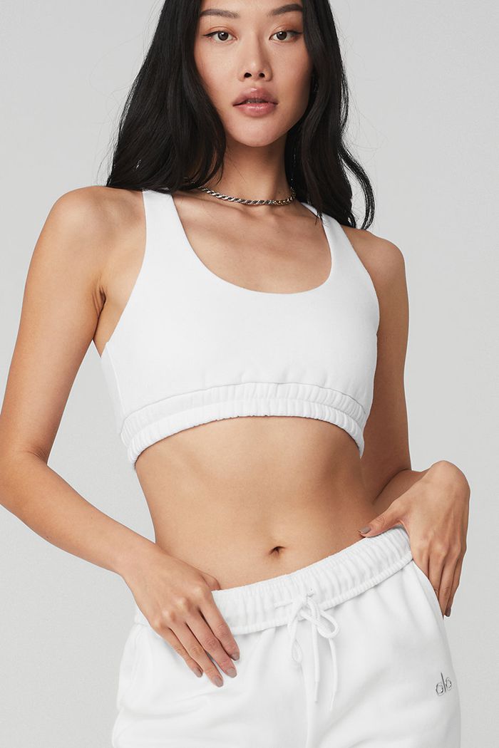 Alo Yoga Scoop Neck Sweatshirt Women's Bras White | FWYRMLE-93