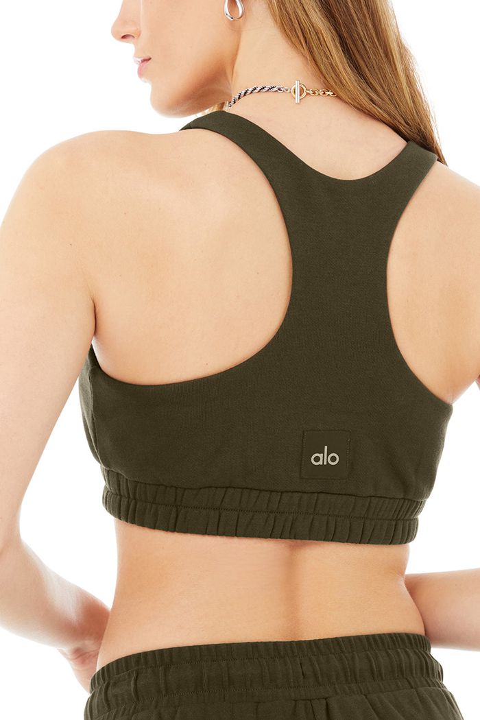 Alo Yoga Scoop Neck Sweatshirt Women's Bras Dark Olive | XZDPQAC-71