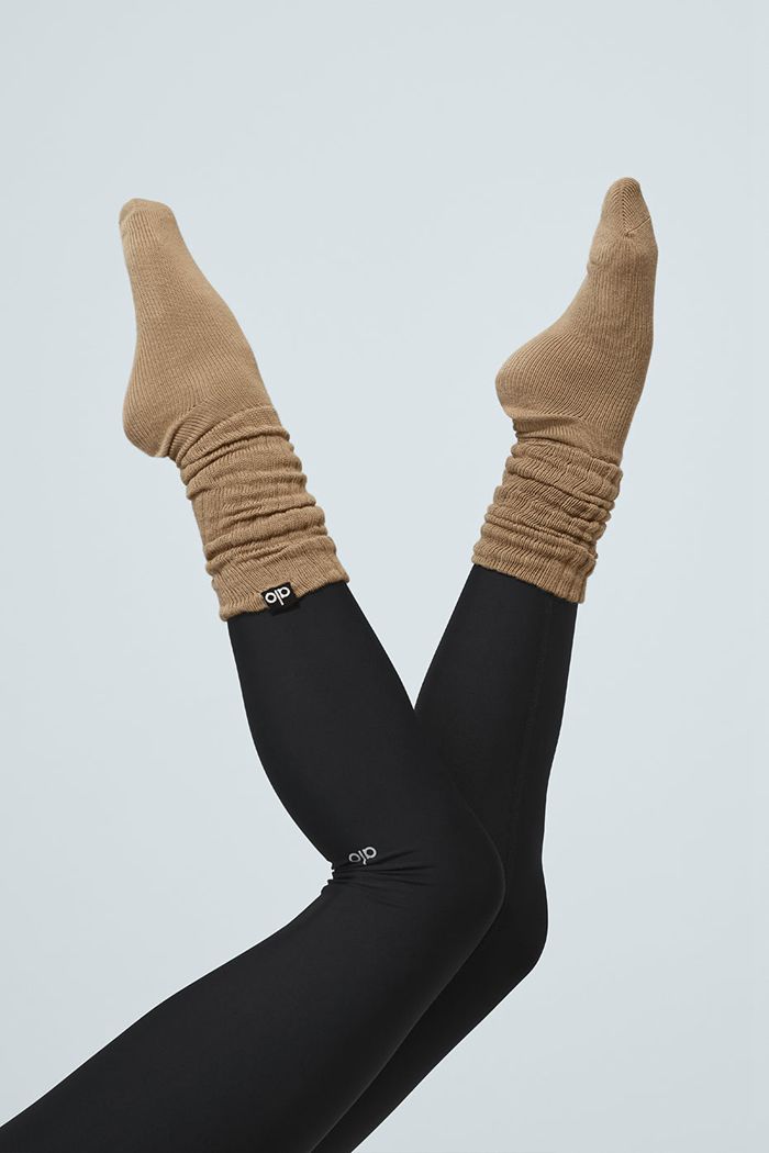 Alo Yoga Scrunch Women's Socks Brown | WQXAEVL-59