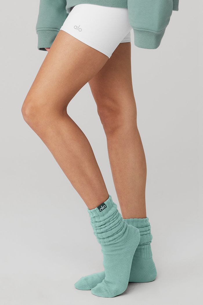 Alo Yoga Scrunch Women's Socks Light Blue | VUJADIF-81