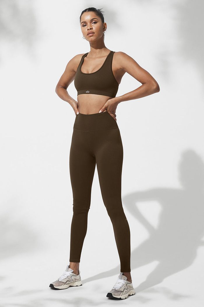 Alo Yoga Seamless High-Waist Ribbed Women's Leggings Black | RVDGUIY-46