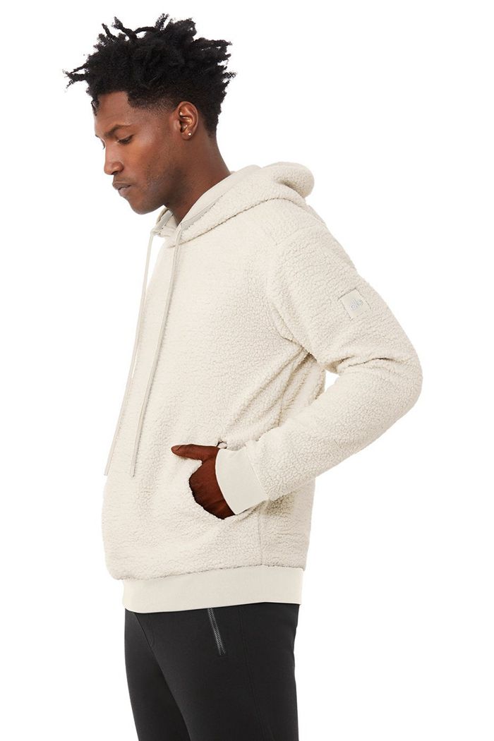 Alo Yoga Sherpa Men's Hoodie Beige | ILQWMFJ-20