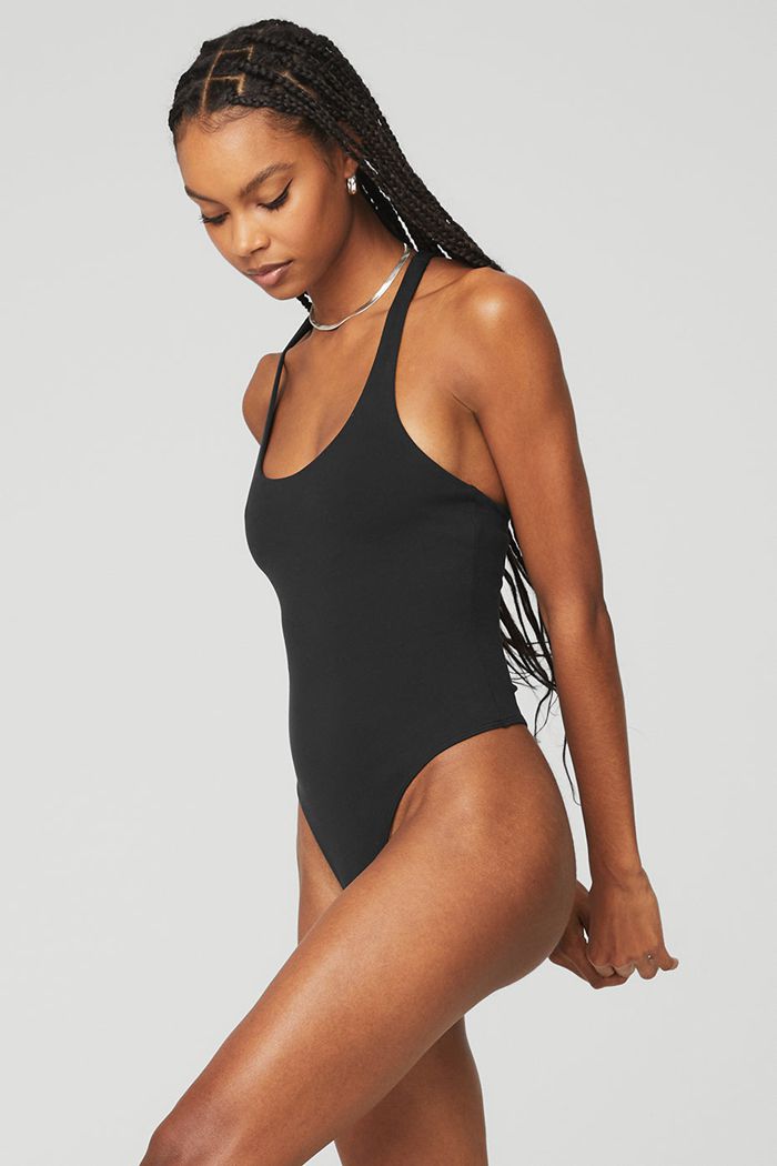 Alo Yoga Sleek Back Women's Bodysuit Black | SVKNOCI-10