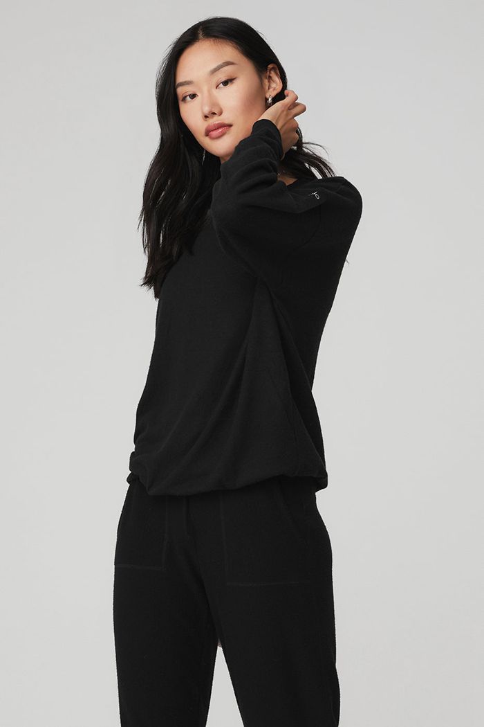 Alo Yoga Soho Women\'s Pullover Black | CASURVL-23