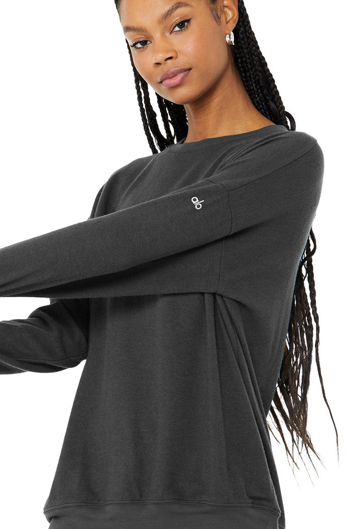 Alo Yoga Soho Women's Pullover Dark Grey | EOFRGZA-86