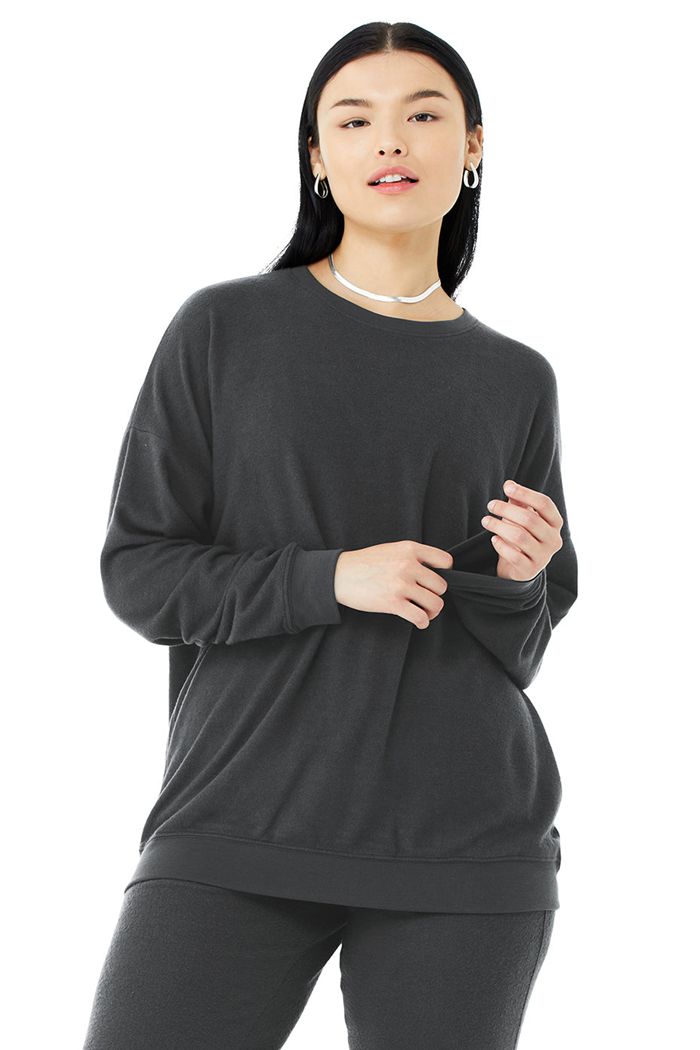 Alo Yoga Soho Women's Pullover Dark Grey | EOFRGZA-86