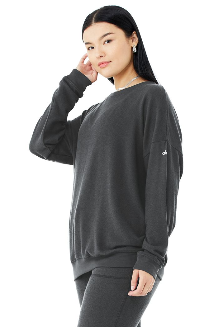 Alo Yoga Soho Women's Pullover Dark Grey | EOFRGZA-86