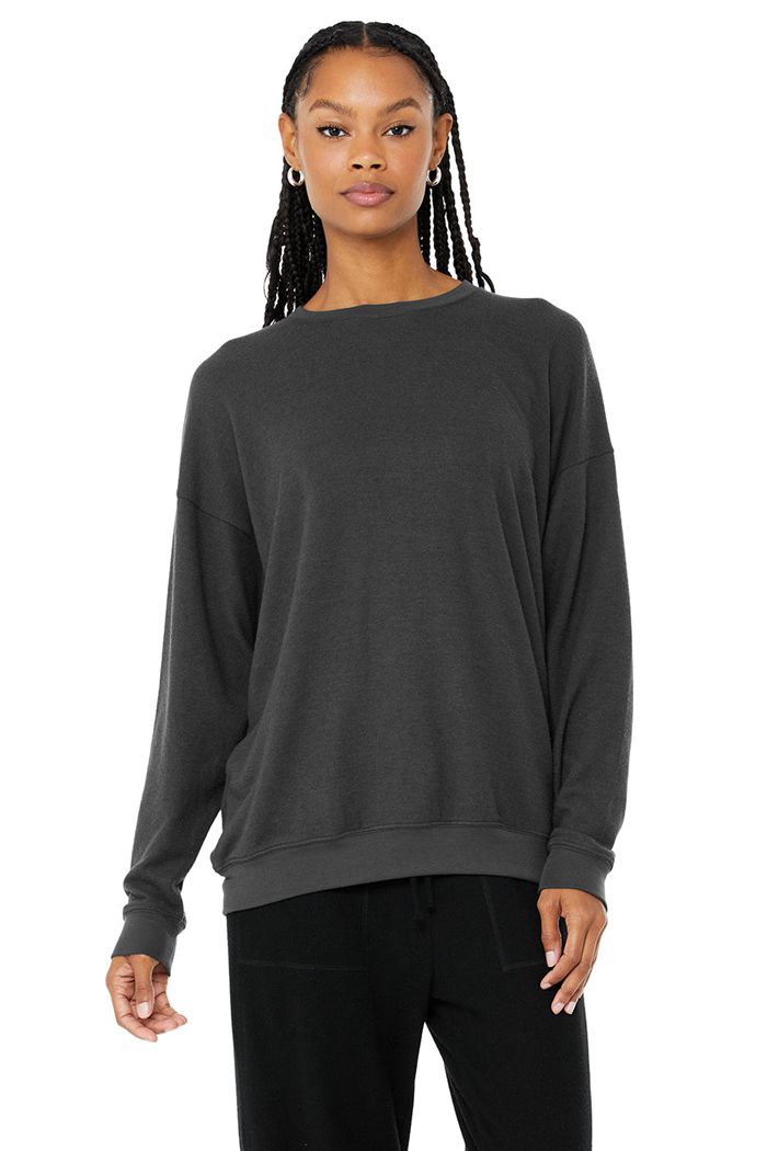 Alo Yoga Soho Women\'s Pullover Dark Grey | EOFRGZA-86