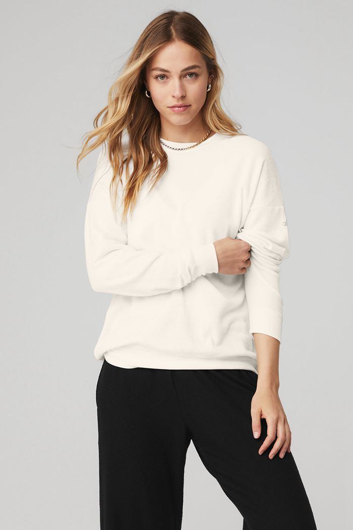 Alo Yoga Soho Women\'s Pullover White | SQFBCNK-31