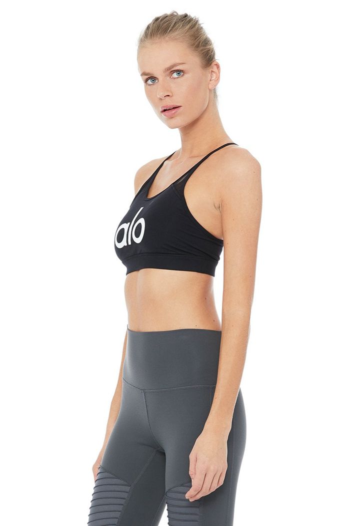 Alo Yoga Starlet Women's Bras Black White | YCBZALE-87