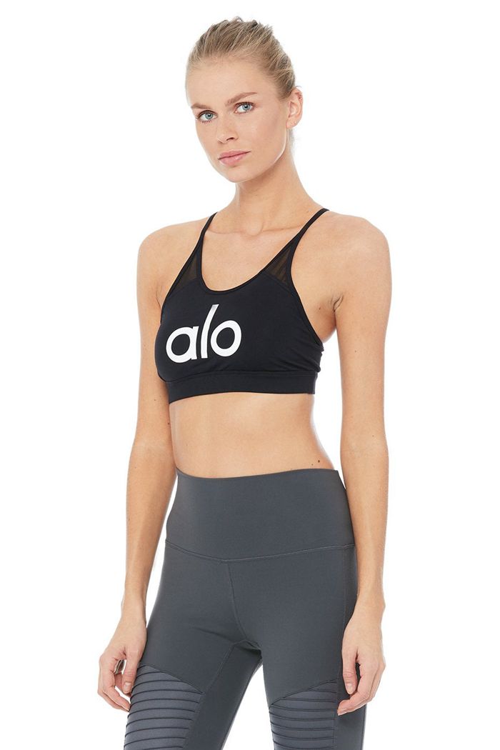 Alo Yoga Starlet Women\'s Bras Black White | YCBZALE-87