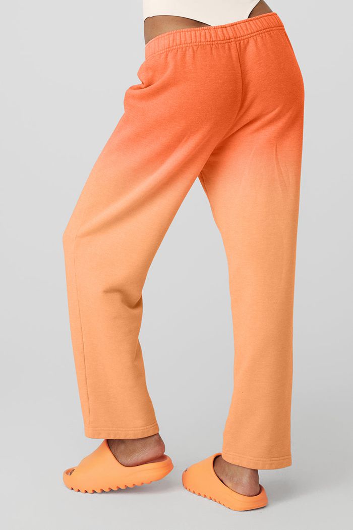 Alo Yoga Straight Leg Ombre Sweat Women's Pants Orange | OWGLRDJ-08