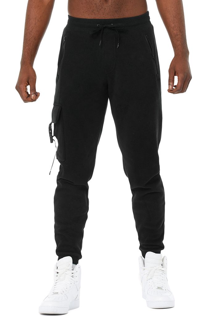 Alo Yoga Streetside Sweat Men\'s Pants Black | JIQZGSU-63