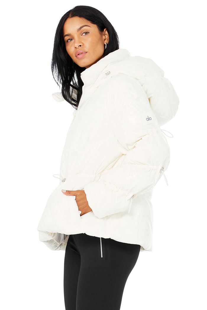 Alo Yoga Stunner Puffer Women's Jackets White | HAZVWEL-20