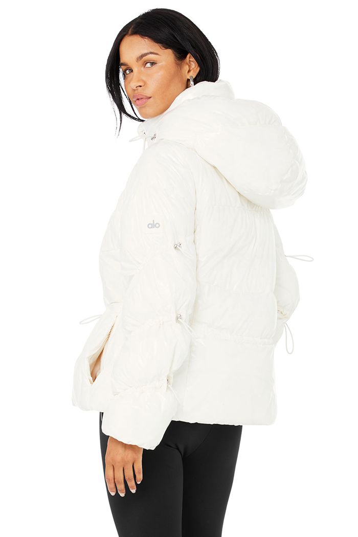 Alo Yoga Stunner Puffer Women's Jackets White | HAZVWEL-20