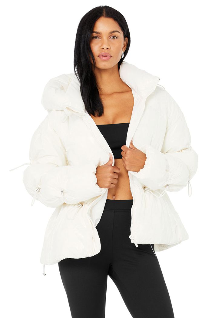 Alo Yoga Stunner Puffer Women's Jackets White | HAZVWEL-20