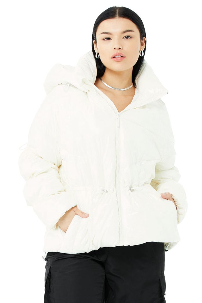 Alo Yoga Stunner Puffer Women's Jackets White | HAZVWEL-20