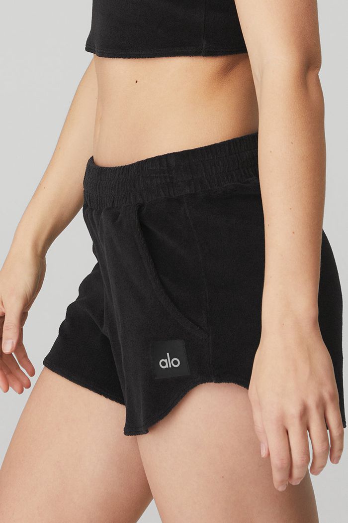 Alo Yoga Terry High-Waist Beachside Women's Short Black | DGSOLXY-58