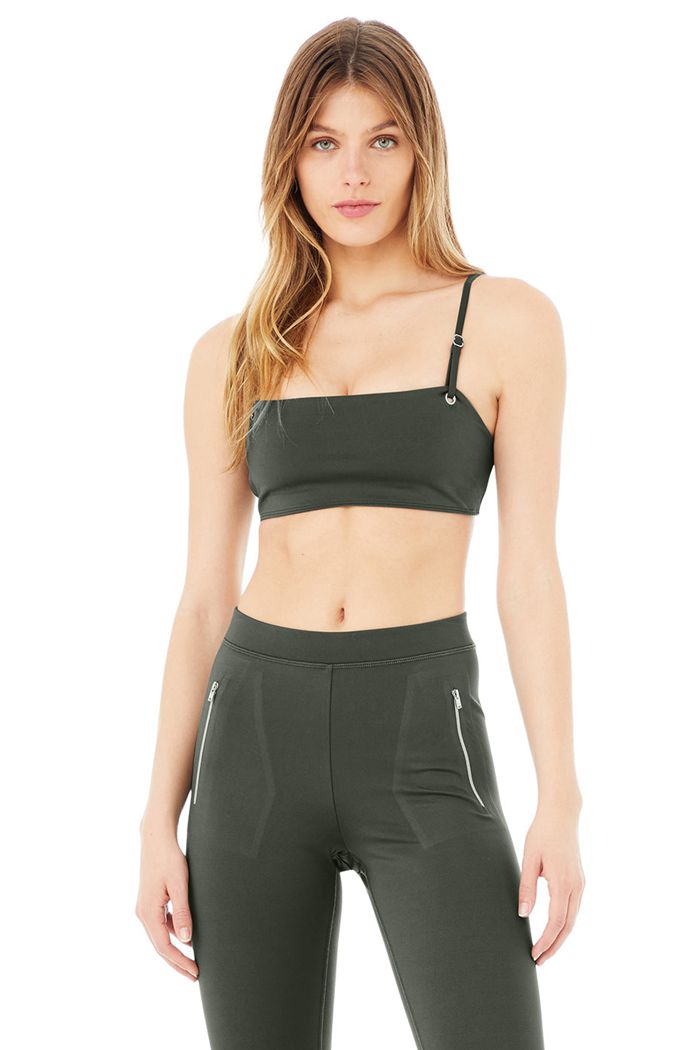 Alo Yoga Thrill Seeker Women's Bras Dark Green | PKHUXTN-79