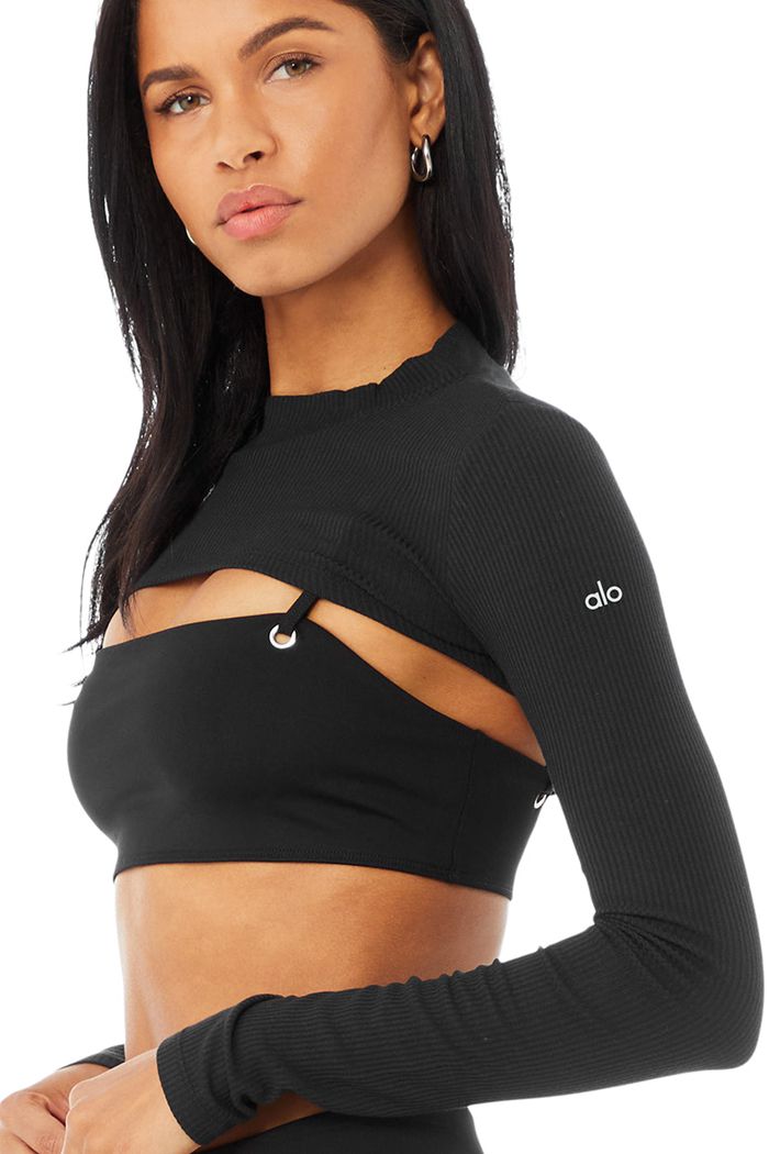 Alo Yoga Thrill Seeker Women's Long Sleeve Black | KGFLPZY-25