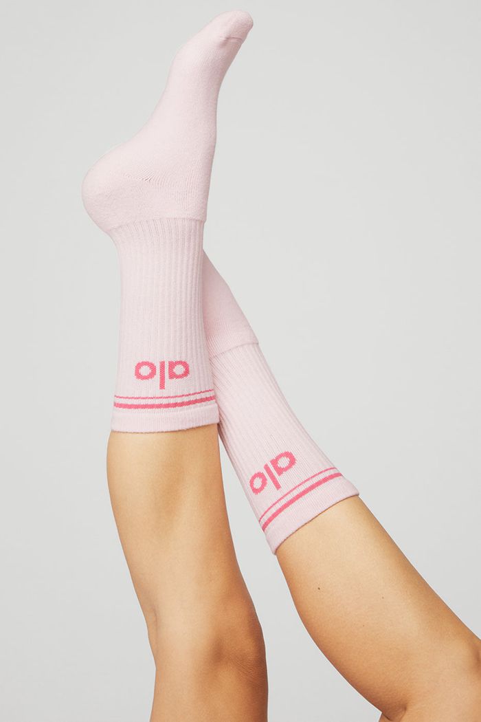 Alo Yoga Throwback Women's Socks Pink Fuchsia | UEIYOFM-31