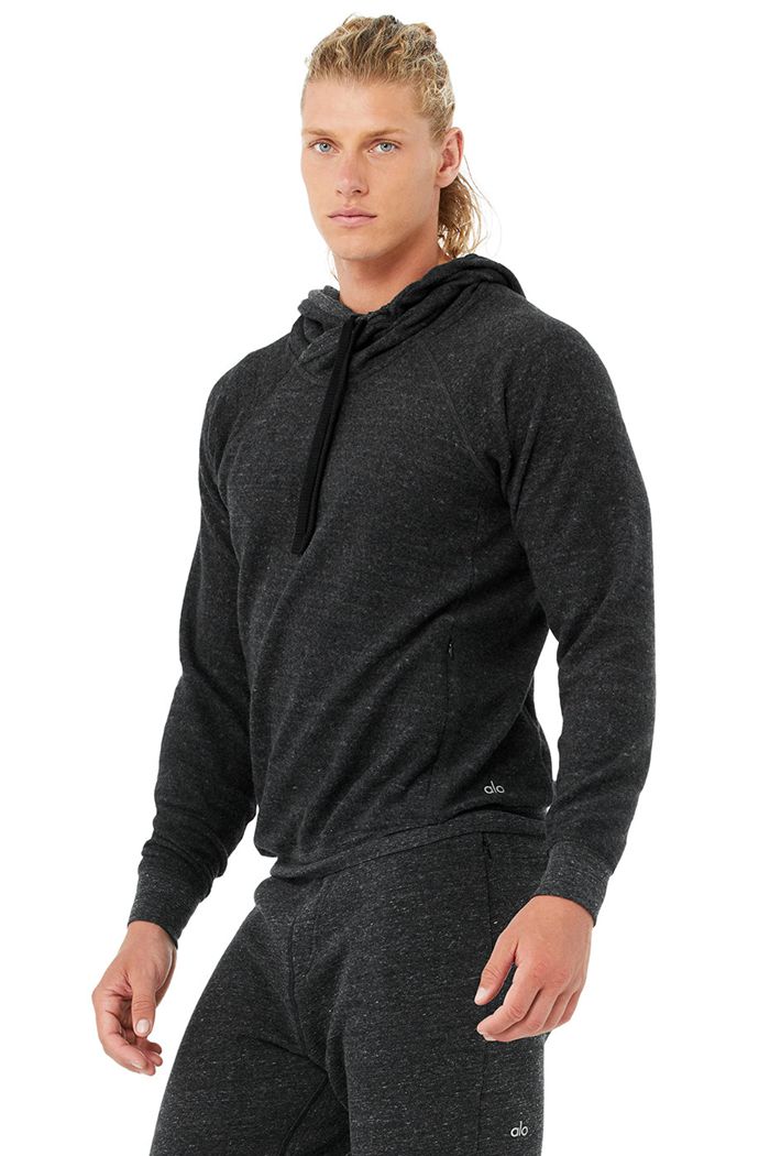 Alo Yoga Triumph Men's Hoodie Grey Black | ZIBLKAO-05