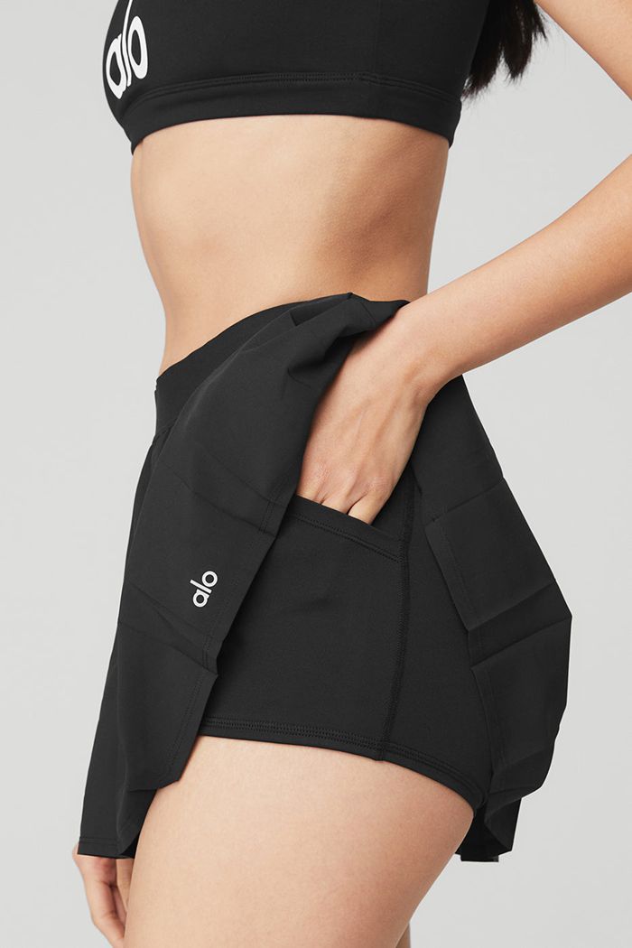 Alo Yoga Varsity Tennis Women's Skirts Black | KHABXMD-50