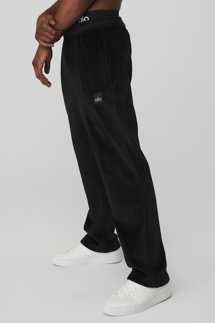 Alo Yoga Velour Baller Men's Pants Black | AMRNWFS-48