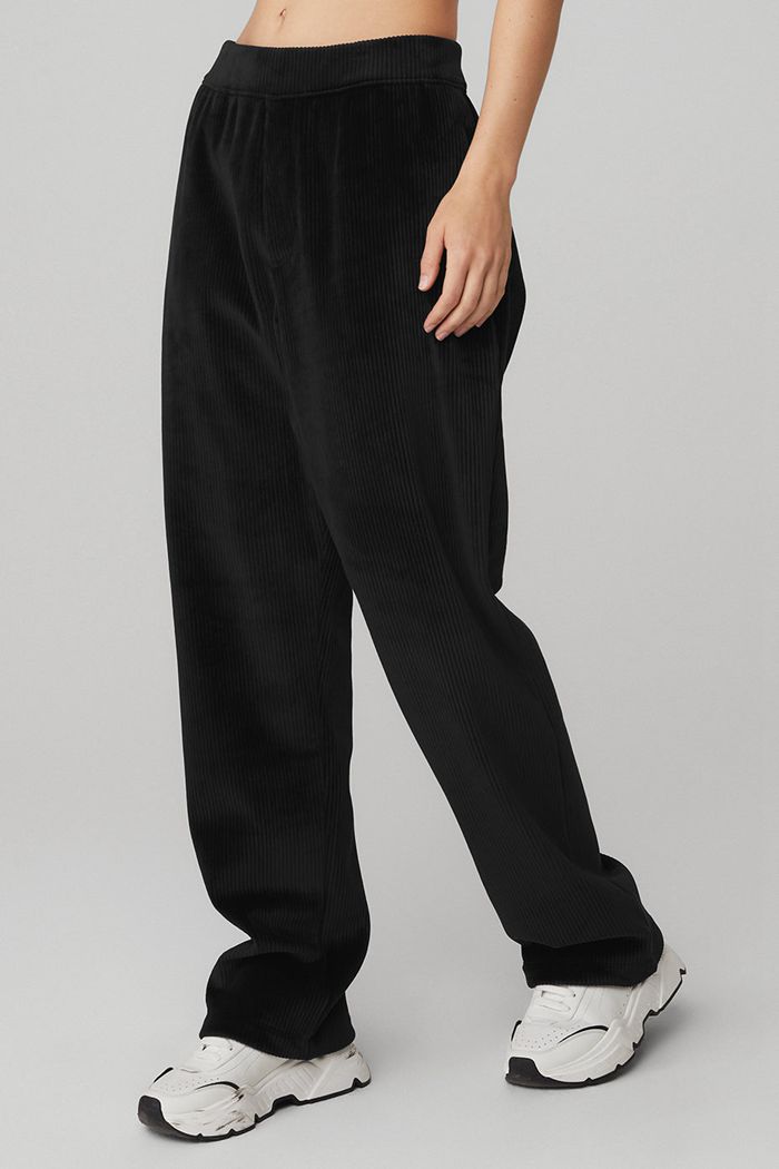 Alo Yoga Velour Baller Women's Pants Black | DSKGYOQ-28