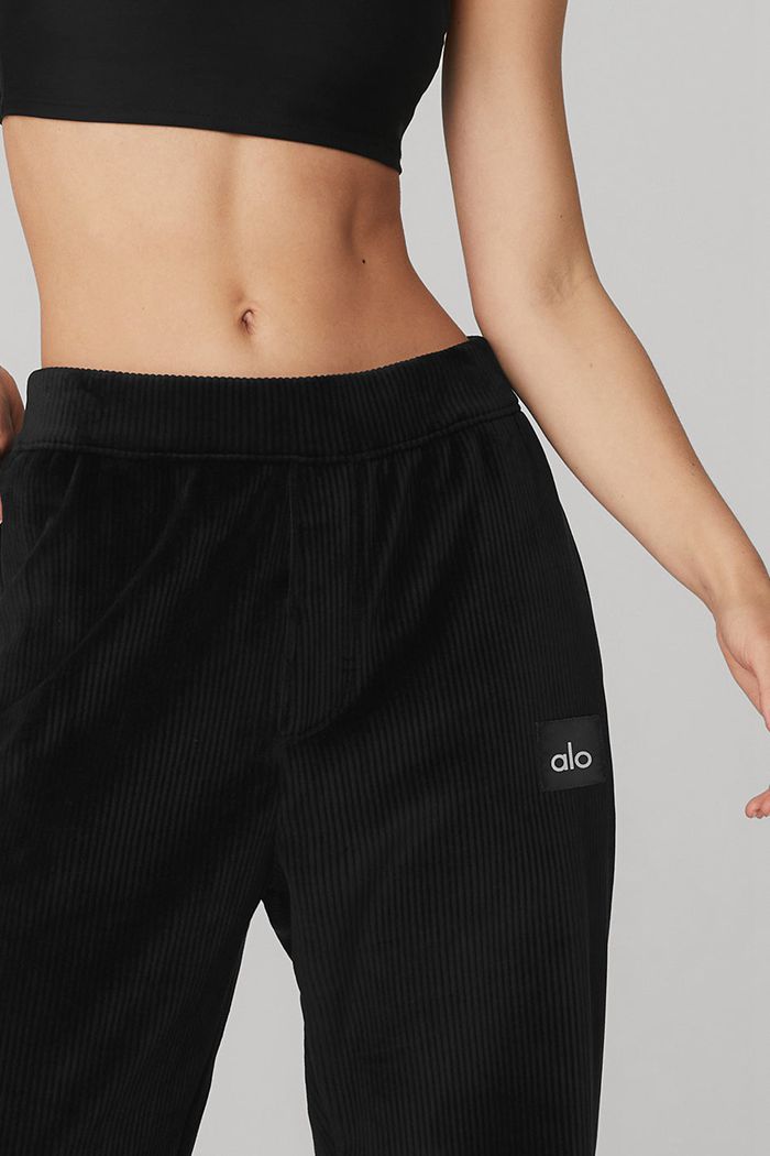 Alo Yoga Velour Baller Women's Pants Black | DSKGYOQ-28