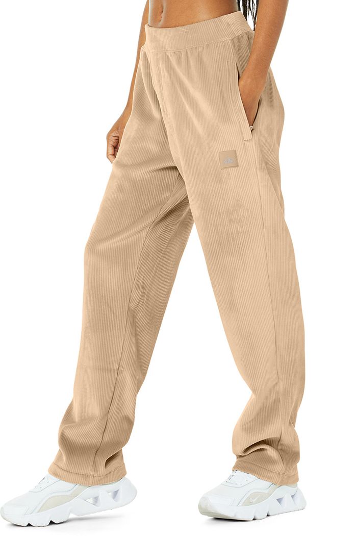 Alo Yoga Velour Baller Women's Pants Brown | GSDUAXY-07