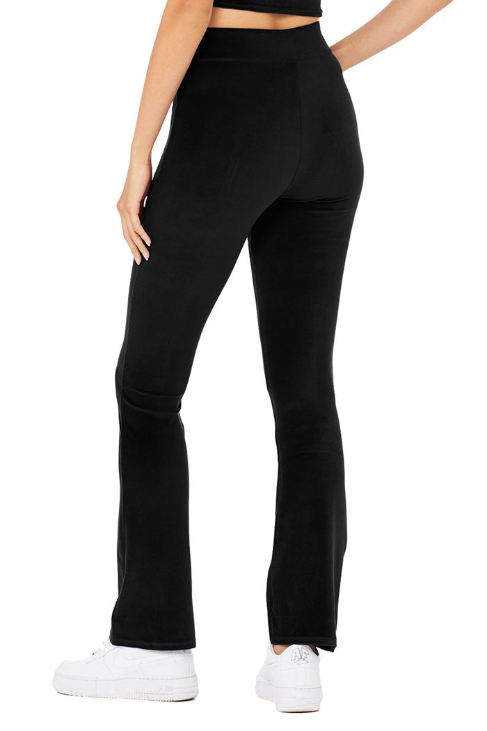 Alo Yoga Velour Flare Women's Leggings Black | XTQEVMR-64