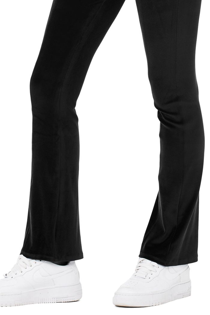 Alo Yoga Velour Flare Women's Leggings Black | XTQEVMR-64