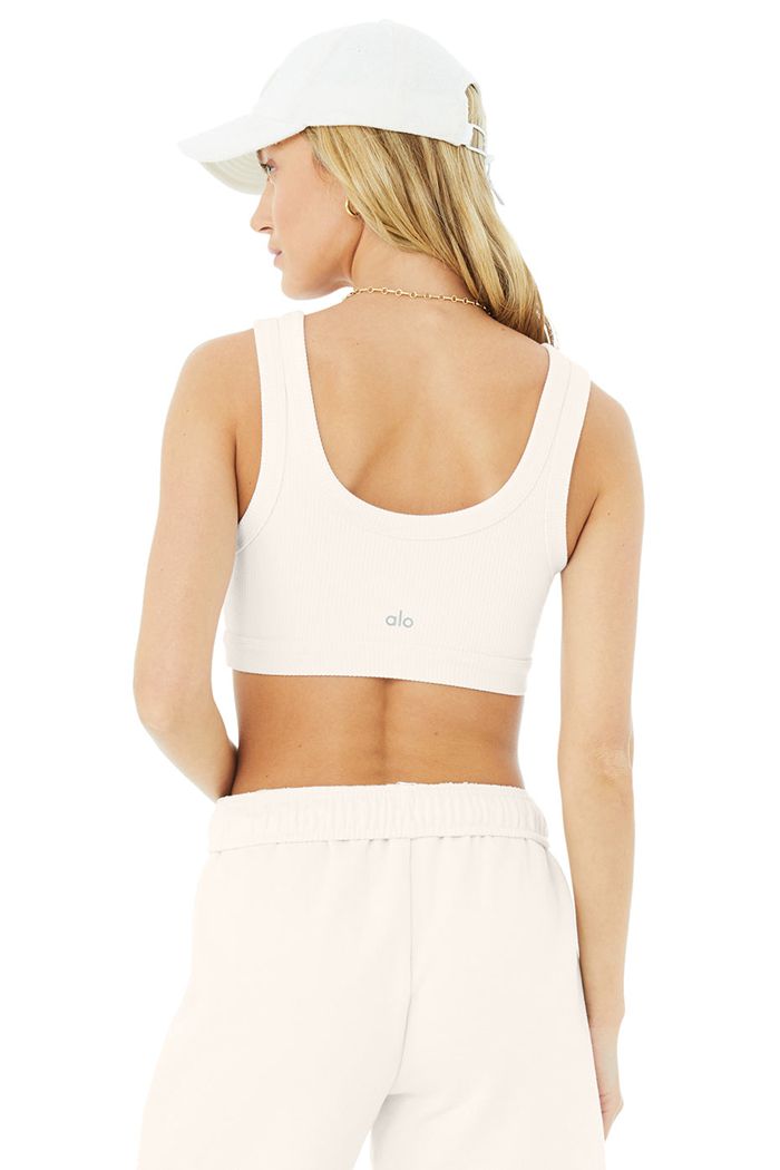 Alo Yoga Wellness Women's Bras White | ECZFNIT-17